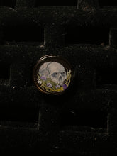 Load image into Gallery viewer, Glowing Skull and Purple Flowers Ring