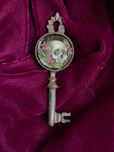 Load image into Gallery viewer, Key to the Death Garden Pendant with Pink Flowers