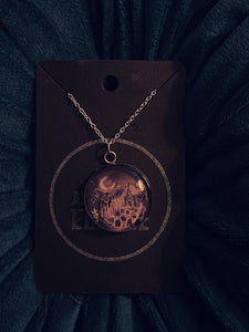 Crescent Moon and Graveyard Print Pendant