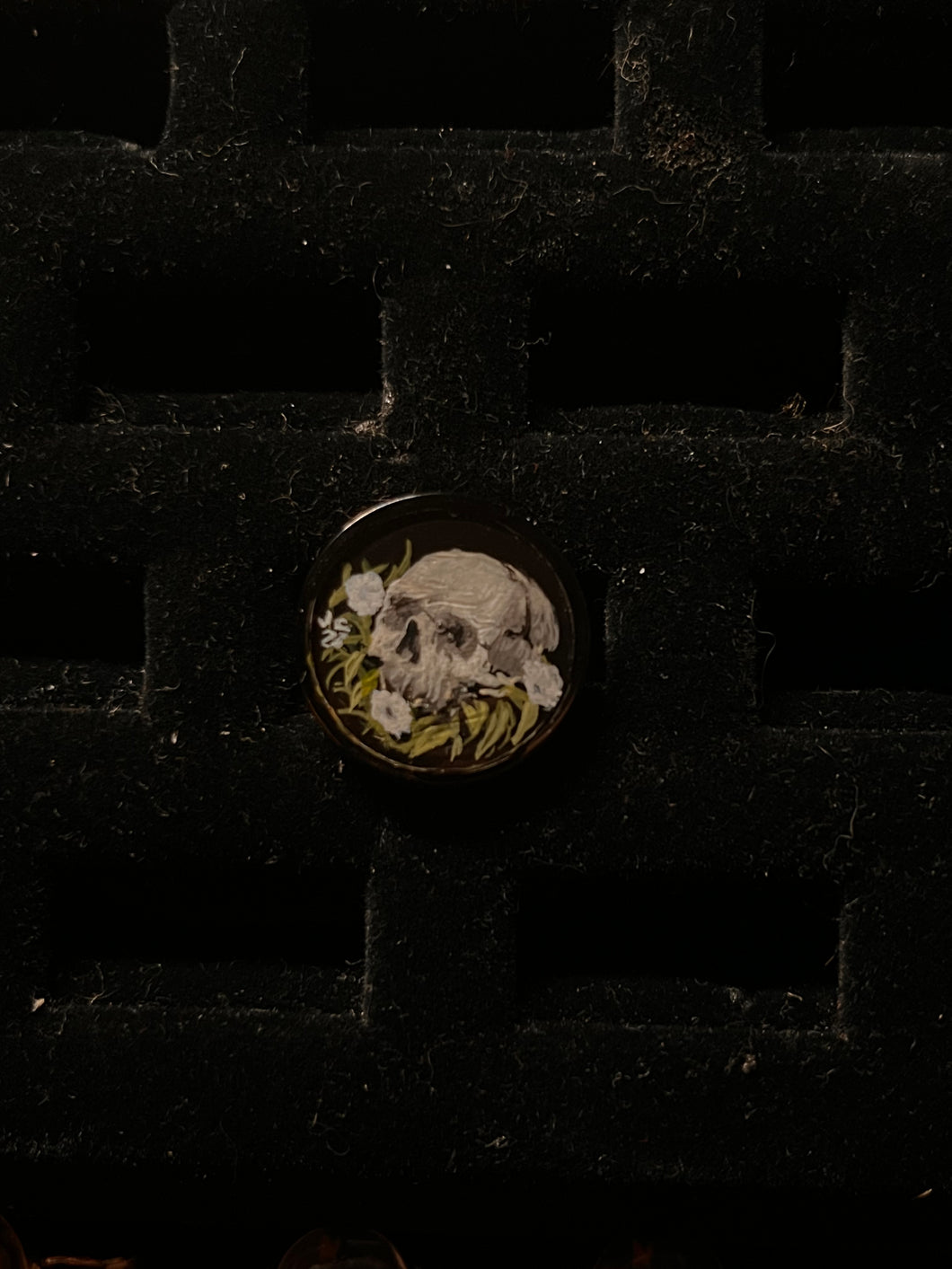 Glowing Skull and Moonflowers Ring