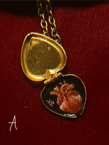 Brass Heart Locket - Lily of the Valley 2