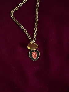 Brass Heart Locket - Golden Bow
