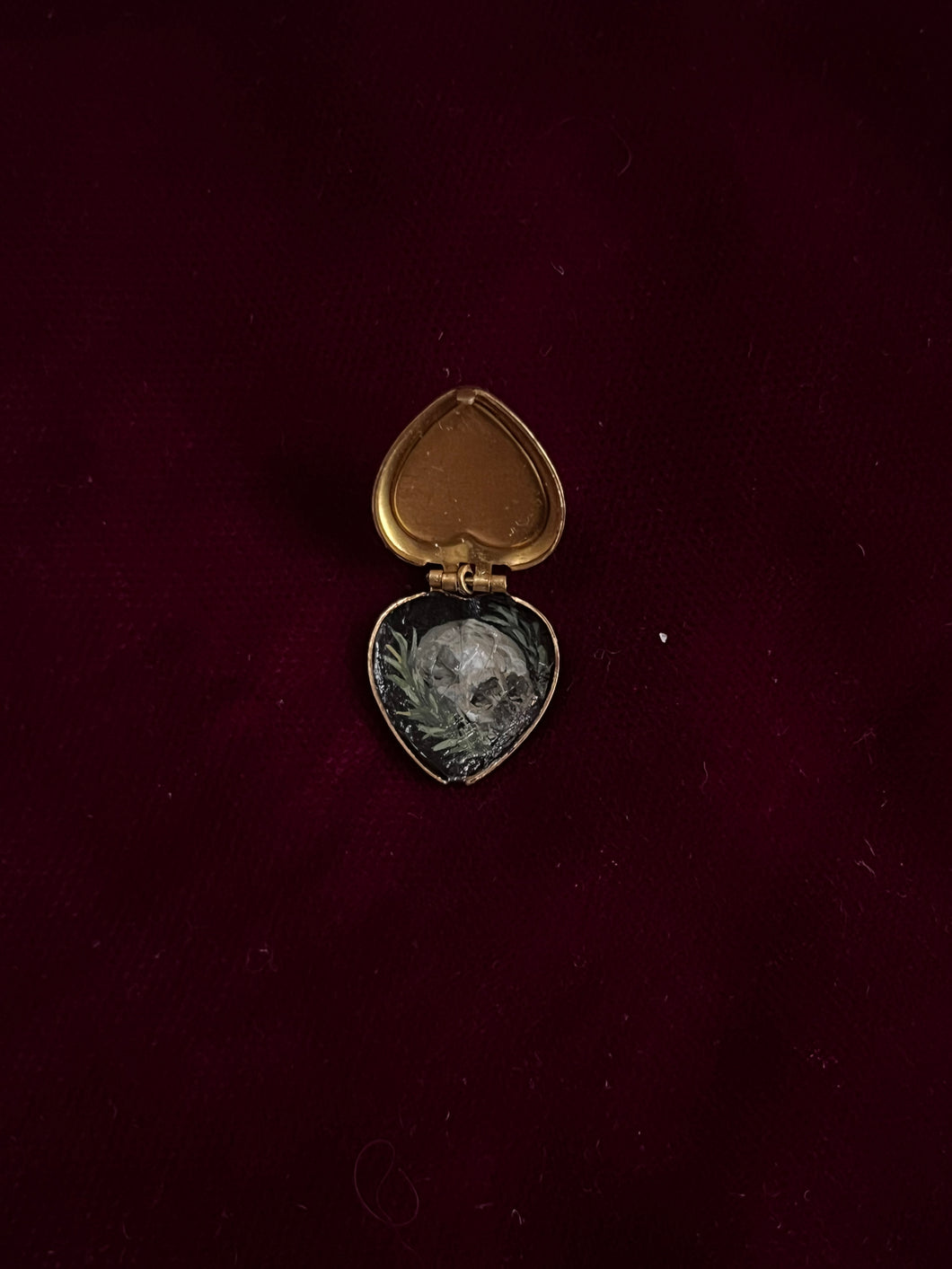 Brass Skull Locket - Golden Bow