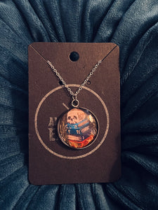 Skull and Books Print Pendant