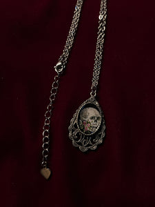 Skull and Pink Flowers Necklace