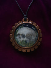 Load image into Gallery viewer, Wooden Death Garden Pendant - Cobwebs and Lily of the Valley
