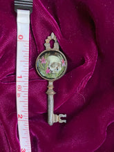 Load image into Gallery viewer, Key to the Death Garden Pendant with Pink Flowers
