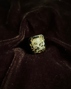 Golden Laurel Skull Ring