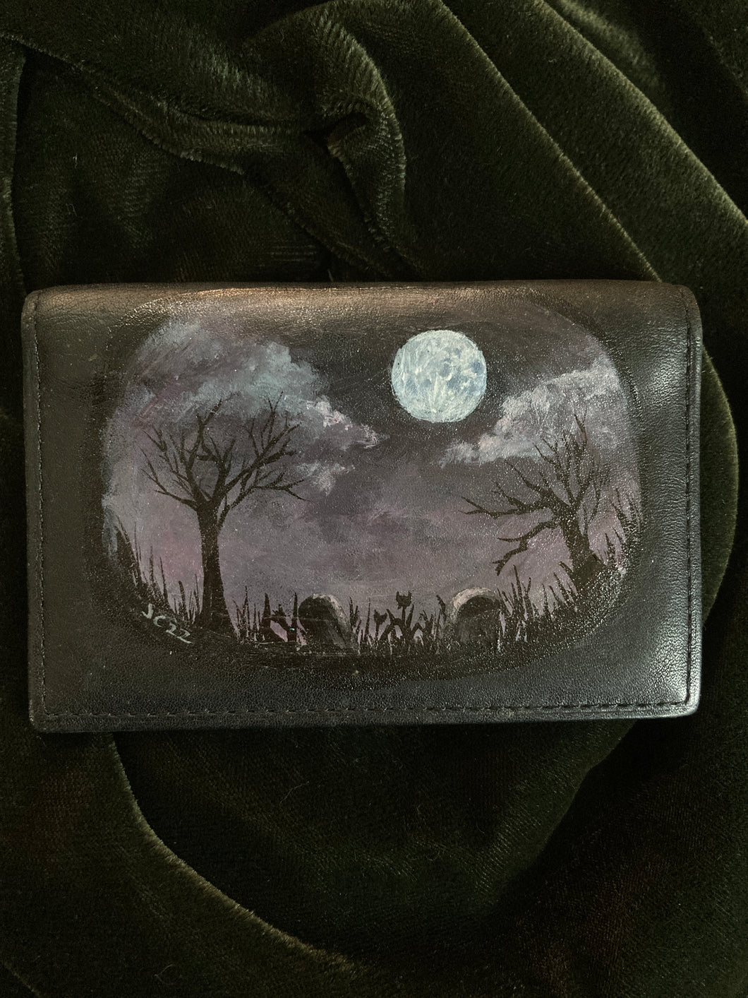 Full Moon Graveyard Leather Wallet
