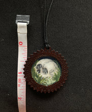 Load image into Gallery viewer, Wooden Death Garden Pendant - Skull with Cobwebs
