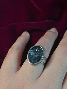Crescent Moon and Castle Oval Ring size 5-8