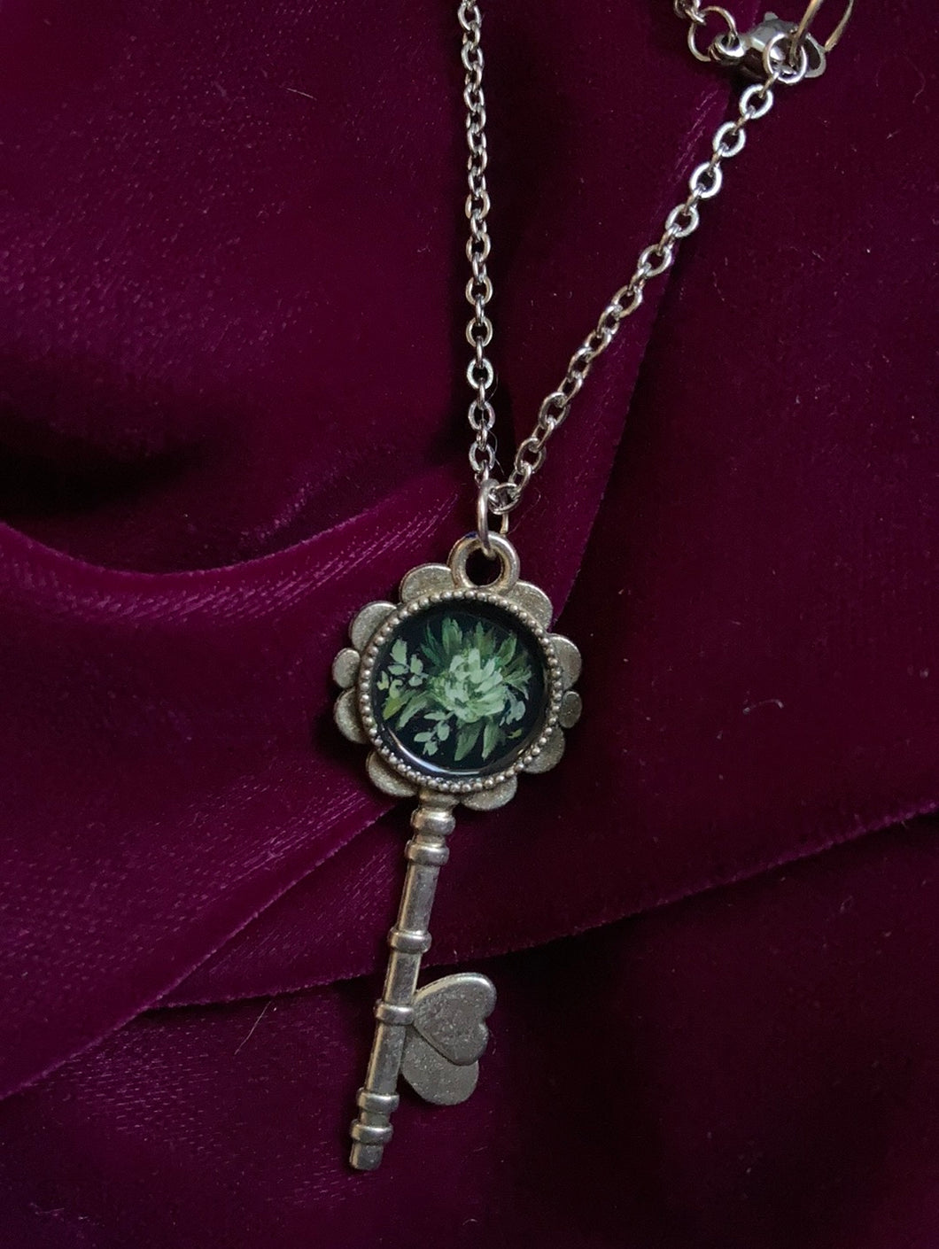 Green Bouquet Key Necklace