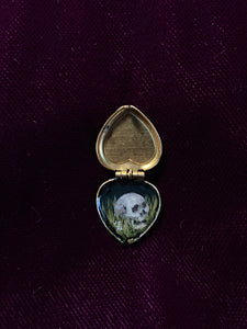 Oleander and Skull Locket Necklace