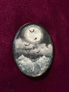 Winter Moon Oval Pin
