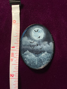 Winter Moon Oval Pin